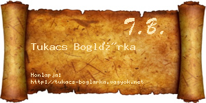 Tukacs Boglárka névjegykártya